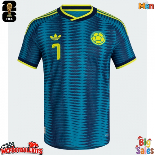 Colombia Luis Diaz #7 Replica Away Stadium Shirt World Cup 2026 Short Sleeve